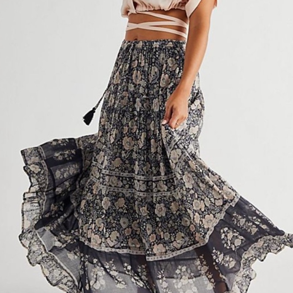 NWT Spell Juniper Floral Maxi Skirt in Charcoal paid $249 + tax